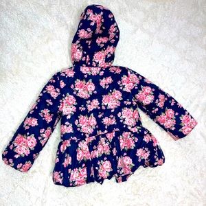 Size 4 T girls , navy blue floral polyester jacket